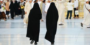 two Saudi women walking 